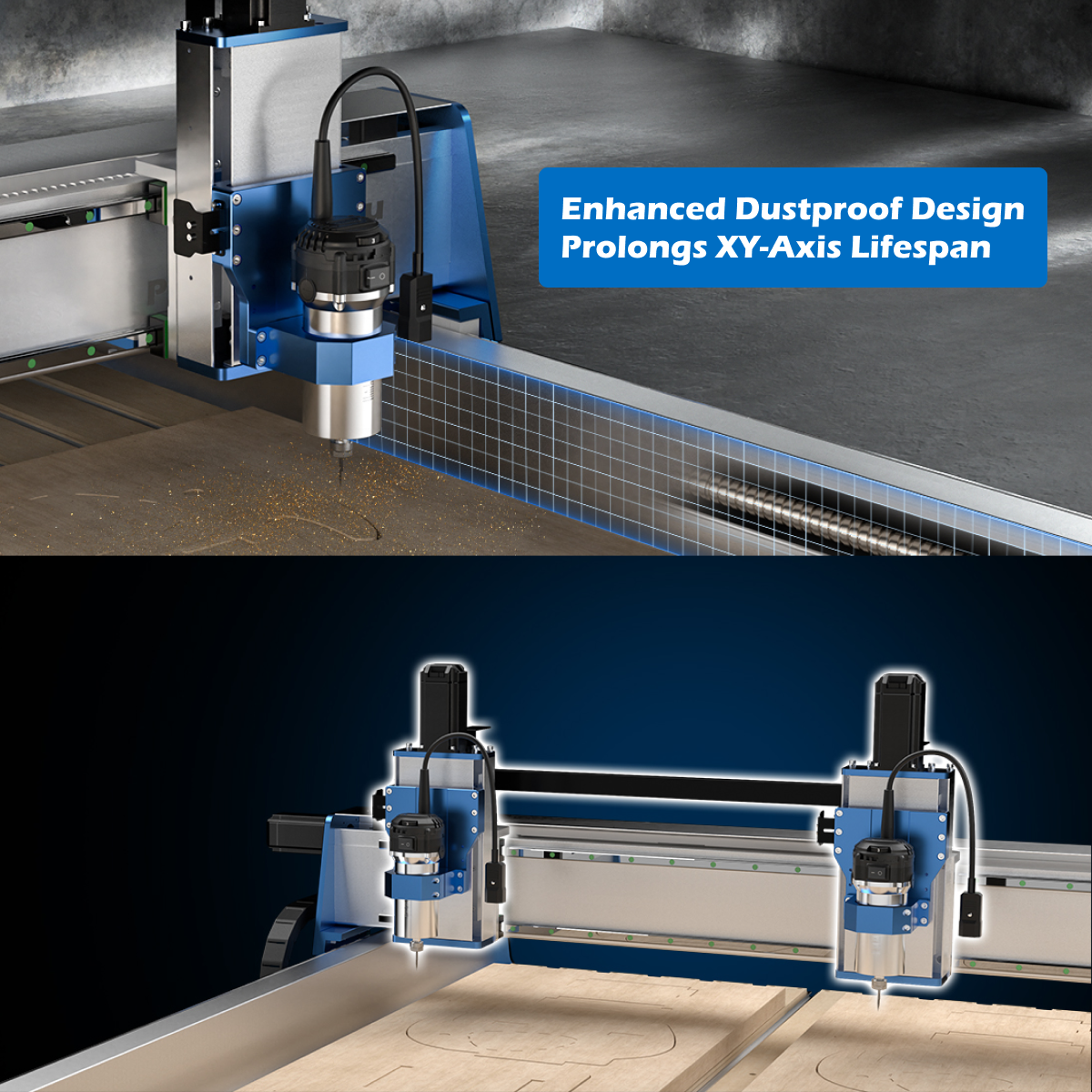 PROVerXL 4x4 CNC Router Machine with Vectric Software, Support Dual Z-Axis, Closed-loop Stepper Motor, Ball Screw Drive System, 1300x1300 Work Area for Wood Metal Carving