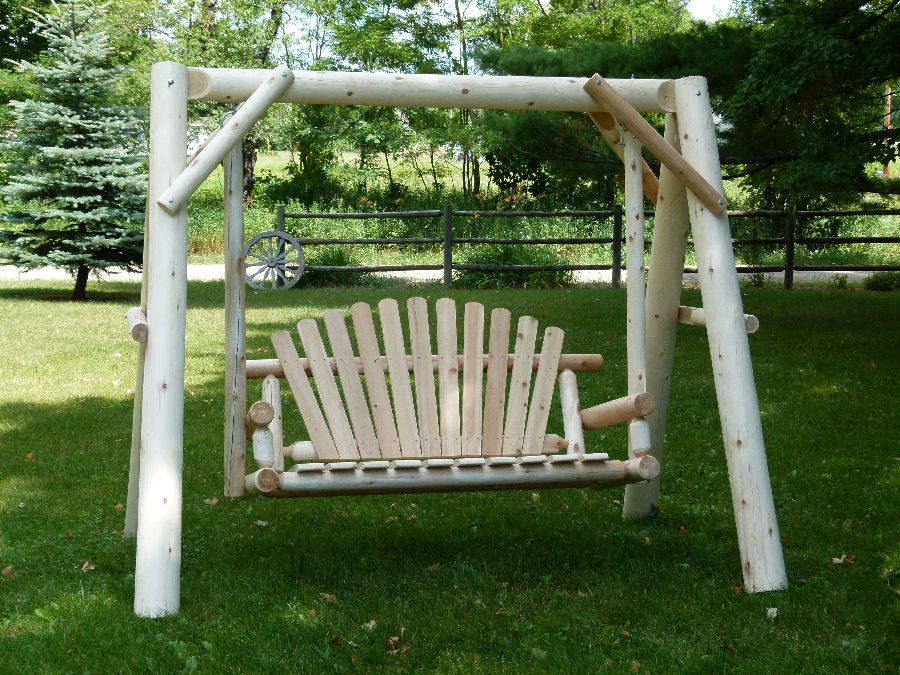 Columpio de madera con toldo para porche