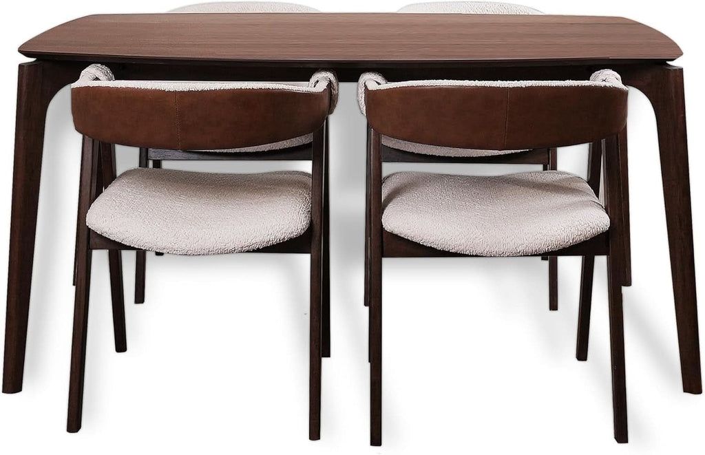 Juego de comedor contemporáneo de chapa de nogal con sillas