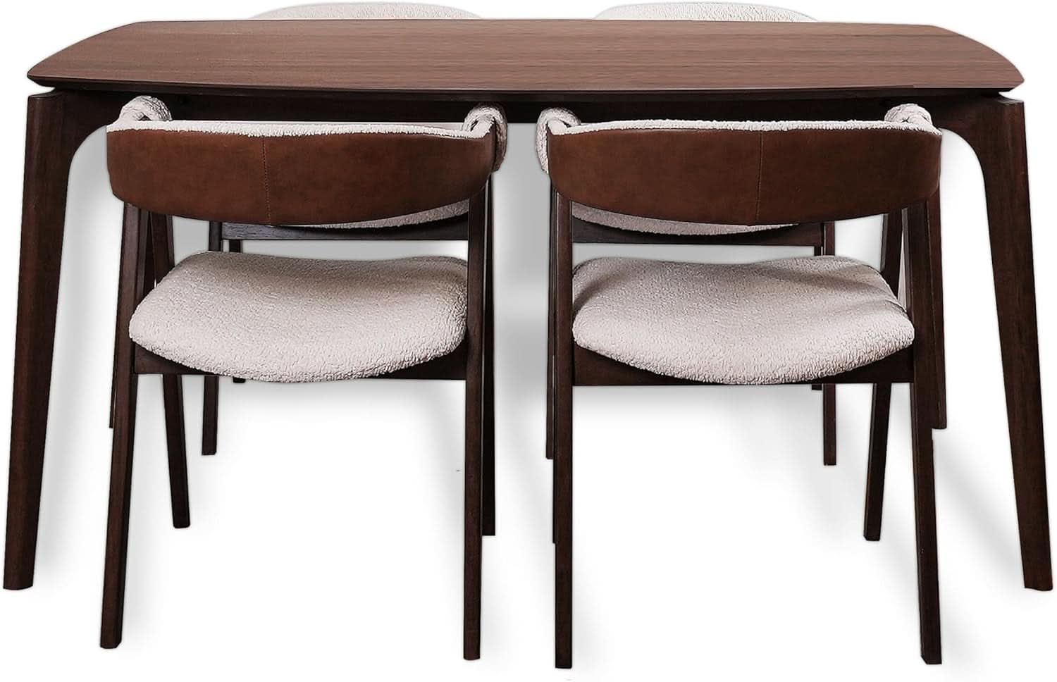 Juego de comedor contemporáneo de chapa de nogal con sillas