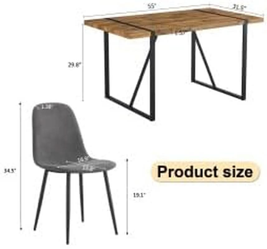Juego de mesa de comedor Executive Industrial de nogal macizo