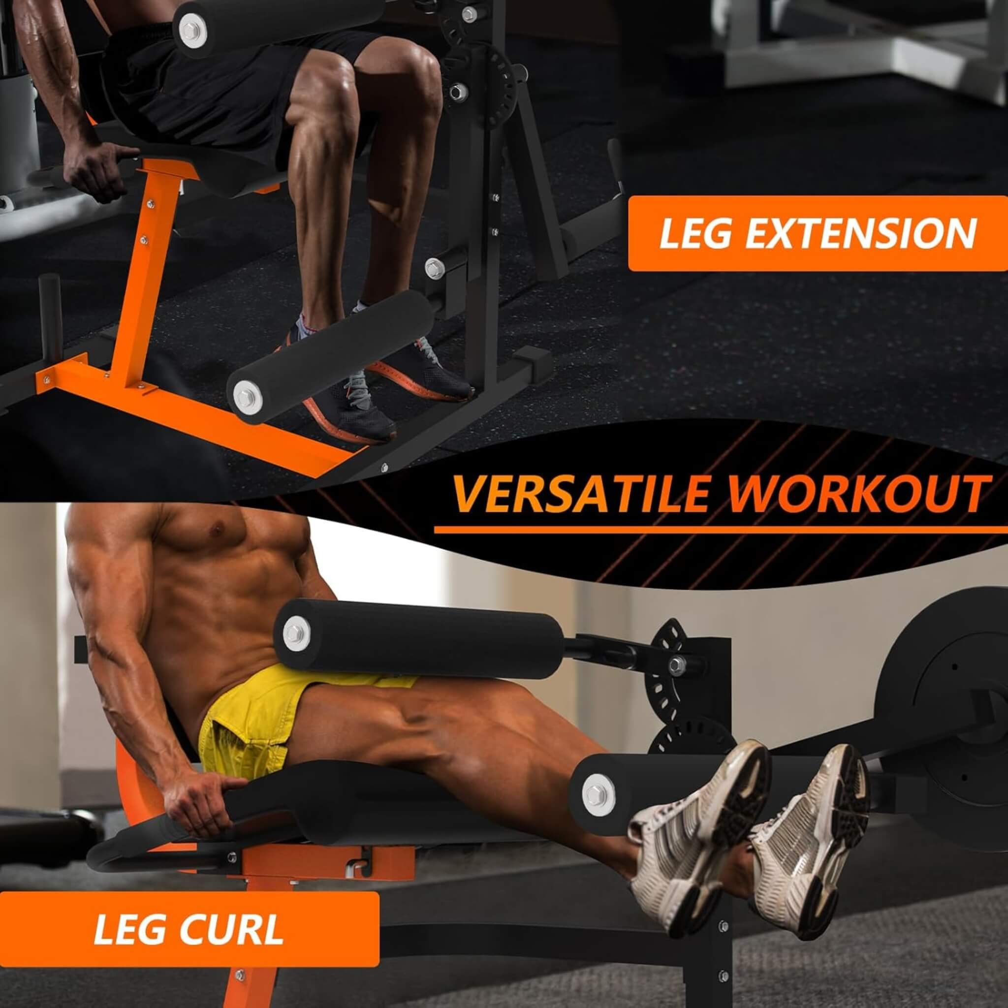 Máquina de extensión y curl de pierna para tren inferior Rovix 550LBS ajustable (SAK16390)