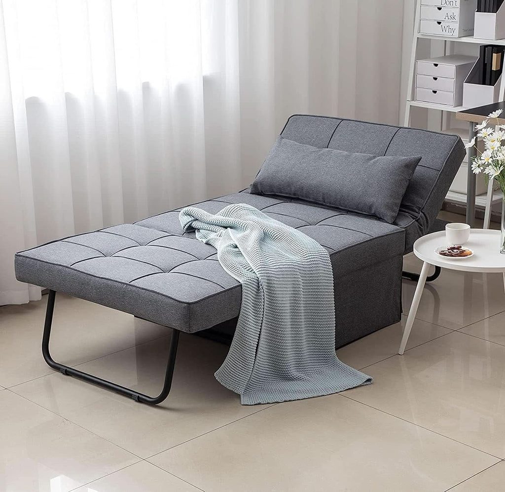 Sofá cama convertible otoman de diseño contemporáneo gris claro