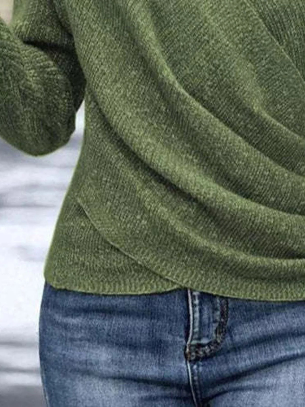 Surplice Long Sleeve Knit Top
