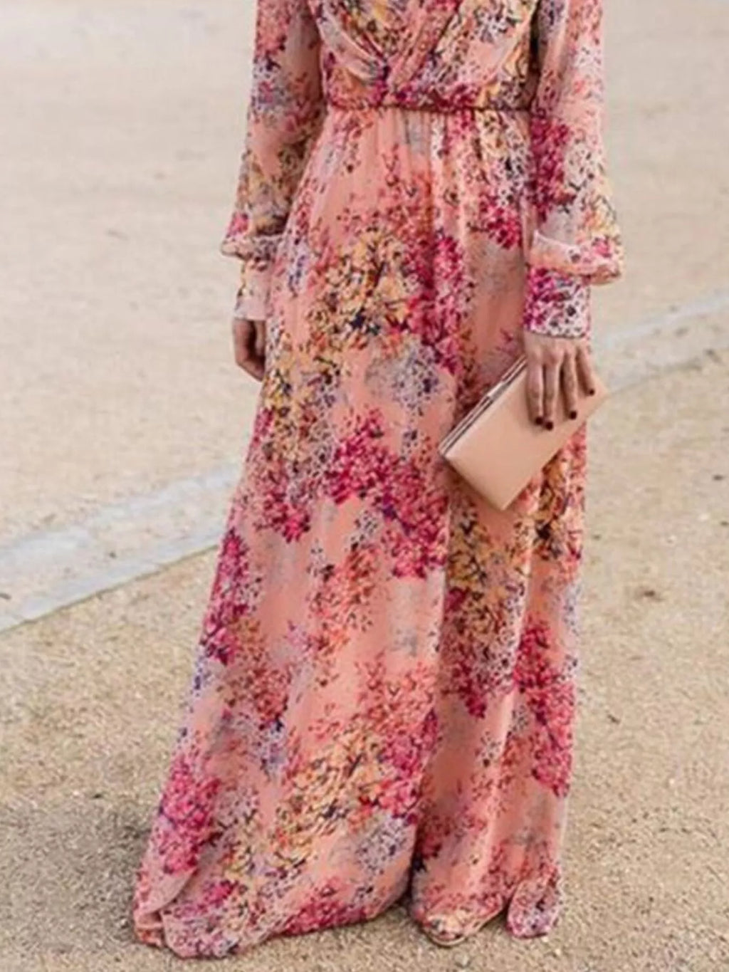 Floral Print Long Sleeve Maxi Dress