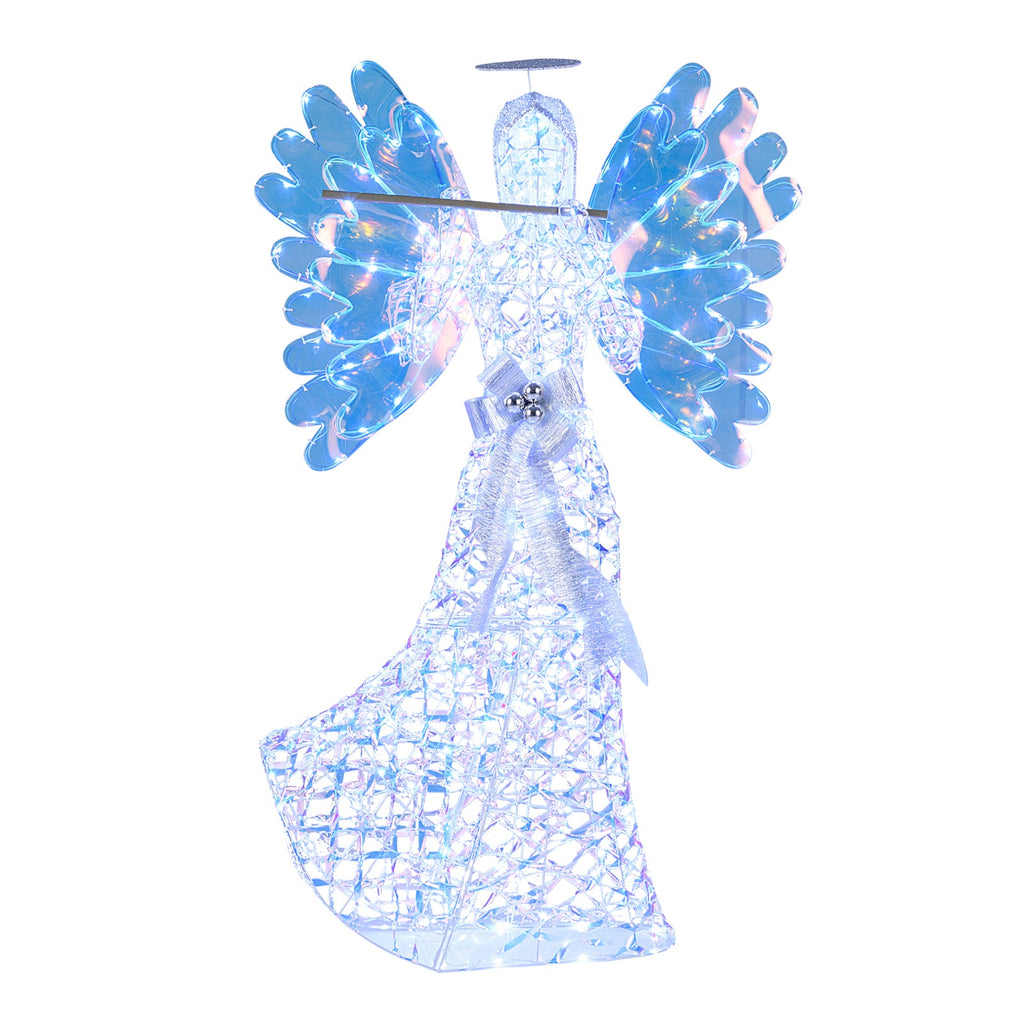 5.2 FT Lighted Angel Christmas Decoration 3D Glittering Halo Angel with Flute