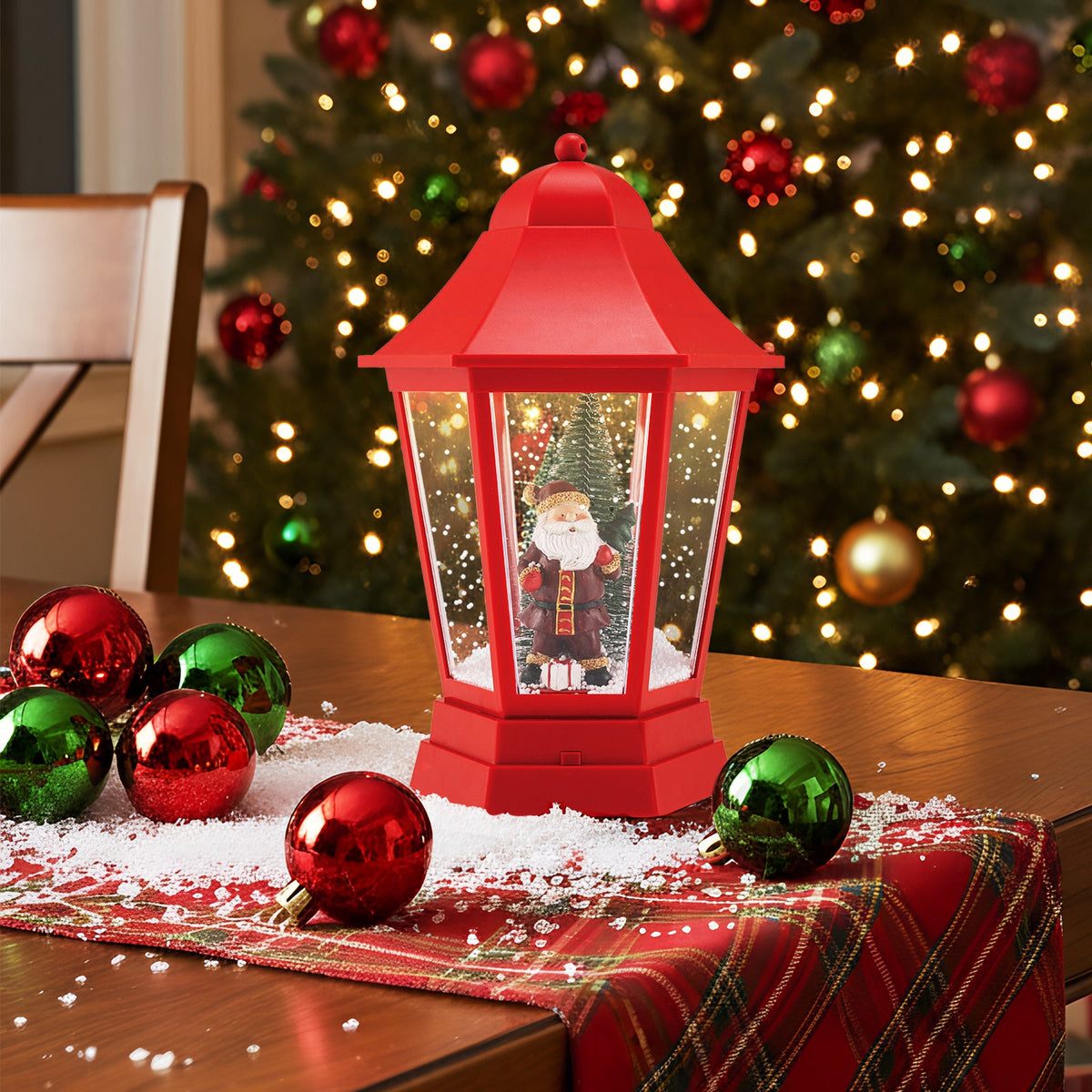 5.3 Feet Musical Christmas Street Lamp with 60 Warm White LED Lights-Red