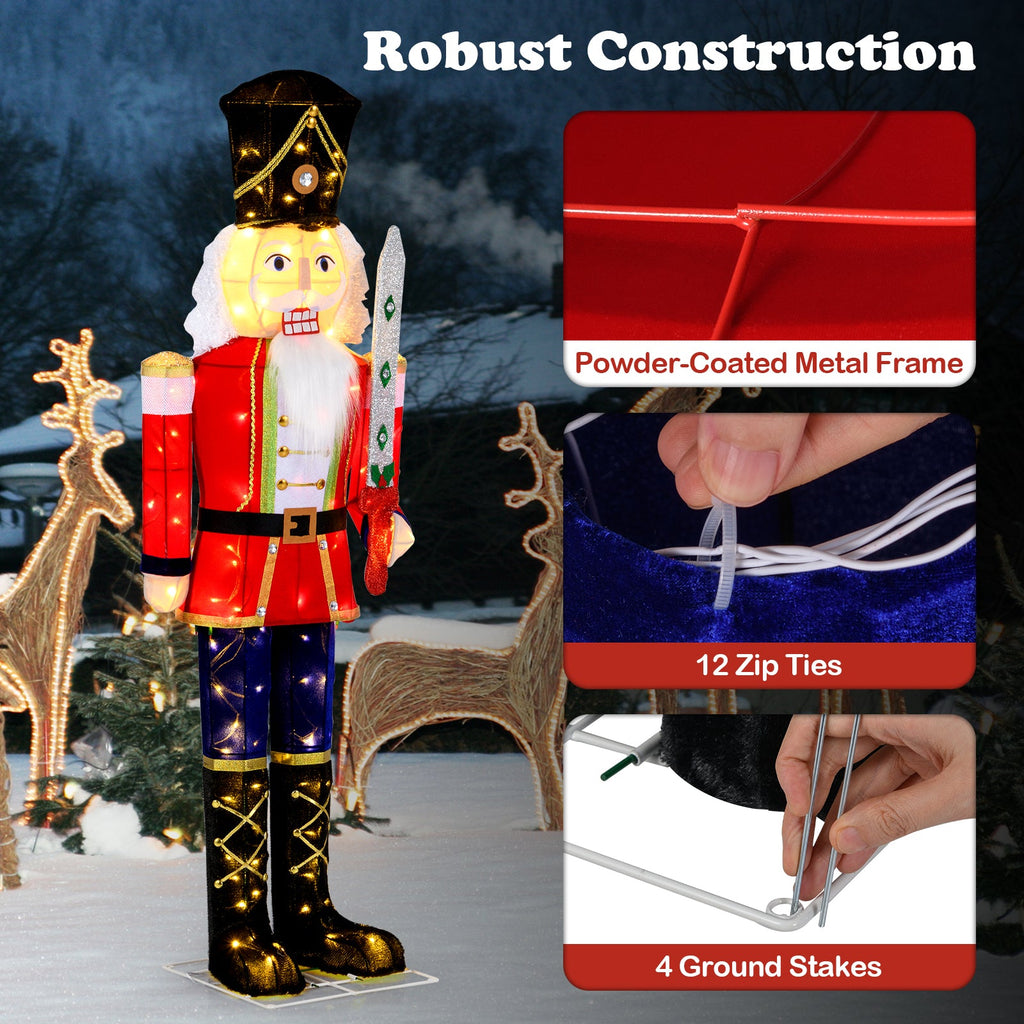 5 FT Christmas Nutcracker Outdoor Christmas Decoration with Glitter Sword