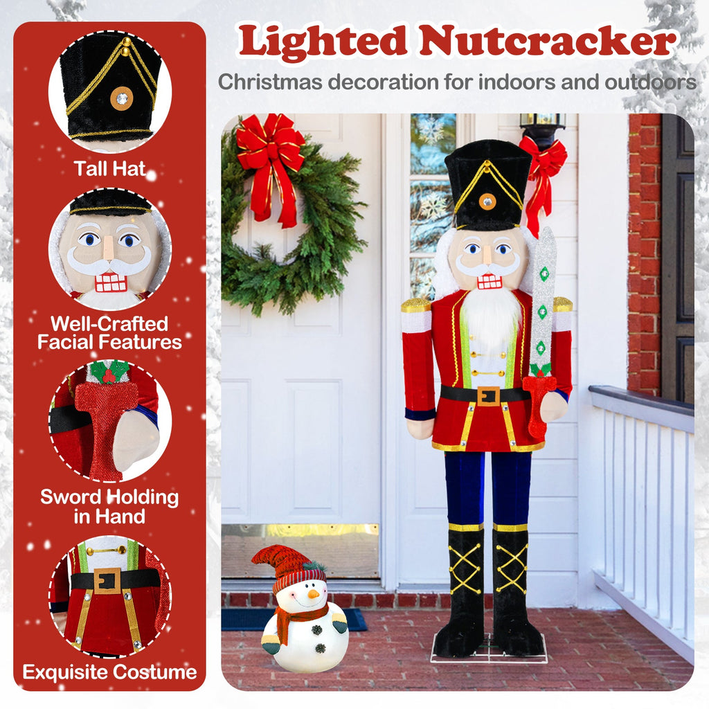 5 FT Christmas Nutcracker Outdoor Christmas Decoration with Glitter Sword