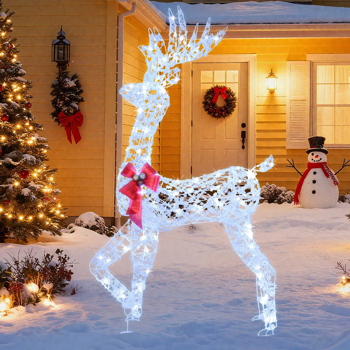 5 Feet Pre-Lit Christmas Reindeer with 100 LED Lights