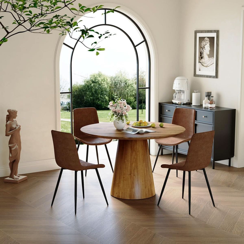 Juego de comedor redondo de lujo para cuatro personas, que ahorra espacio