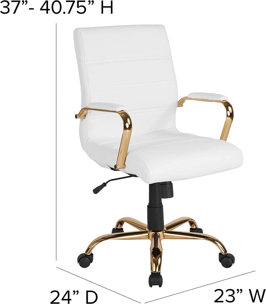 Whitney White LeatherSoft Office Chair Mid Back Swivel