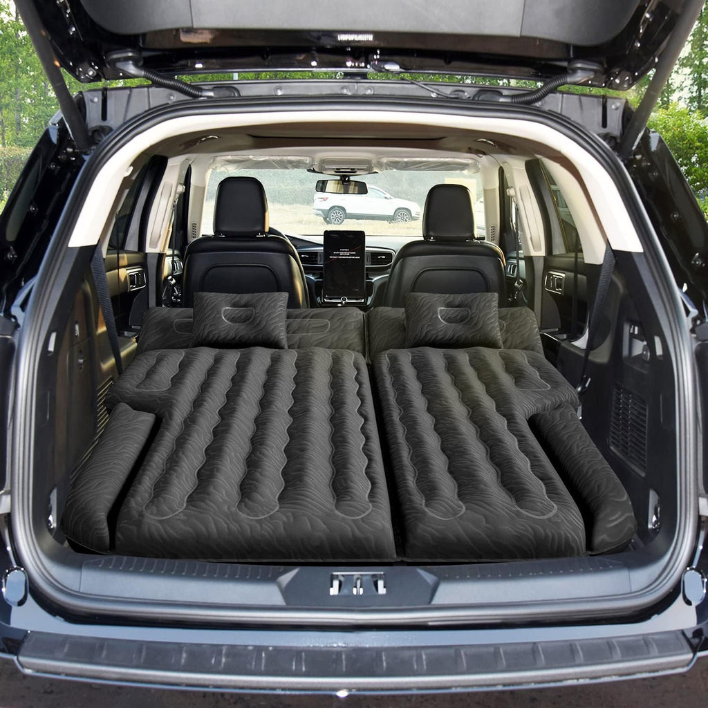 Colchón inflable DikaSun para SUV, flocado mejorado y cama de dormir extra gruesa con superficie de Oxford, bomba eléctrica, cable de carga de 3 m, negro