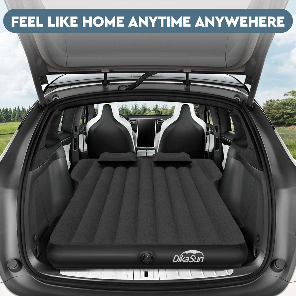 Colchón para Tesla Model Y: Colchón de aire inflable para acampar en Model Y, colchoneta de viaje SUV engrosada con bomba de aire para coche y 2 almohadas