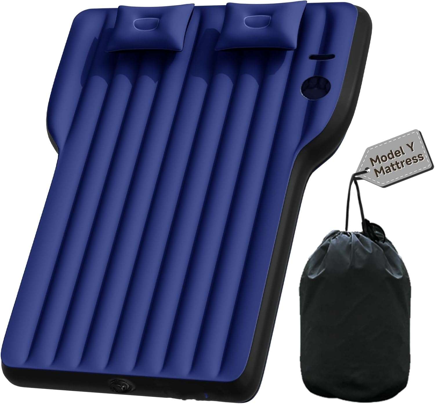 Colchón para Tesla Model Y: Colchón de aire inflable para camping para Model Y, almohadilla gruesa para dormir de viaje para SUV con bomba de aire para coche, 2 almohadas, azul marino