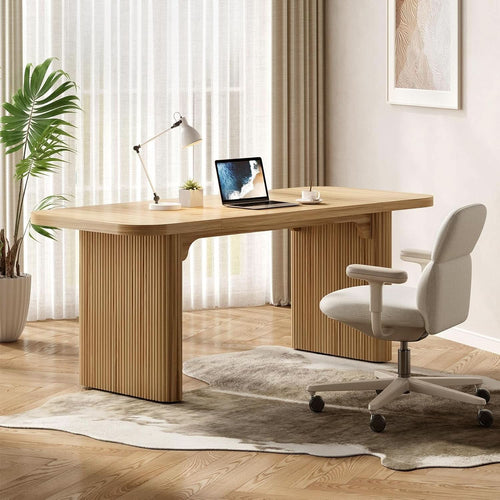 62 Inch Home Office Computer Desk Textured Double Base