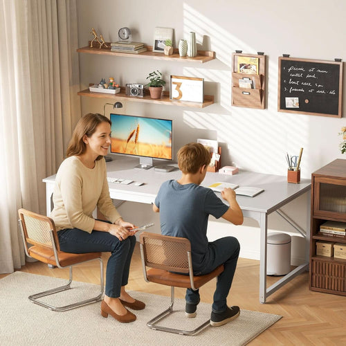63 Inch White Computer Desk With Deep Desktop Home Office