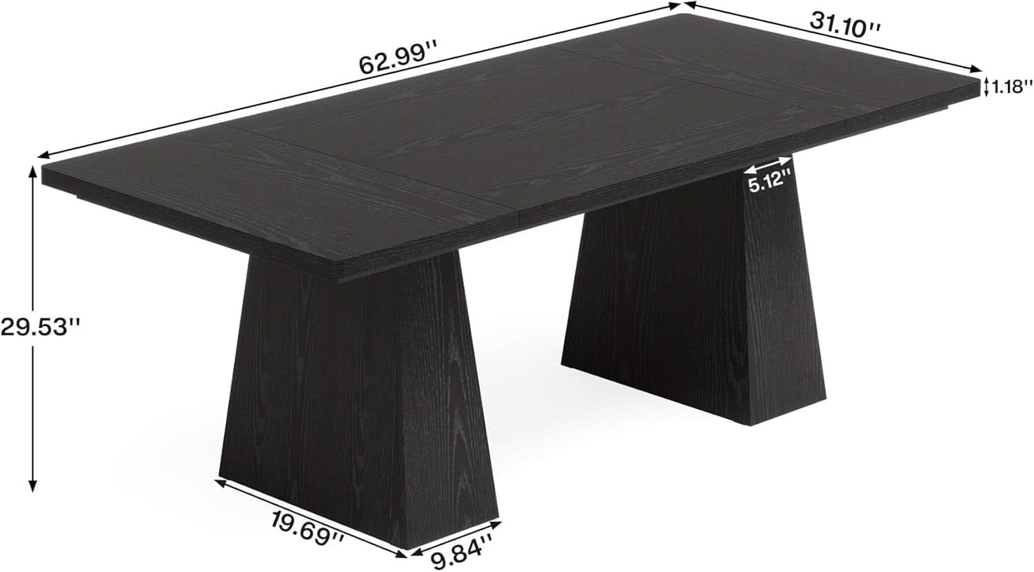 Escritorio ejecutivo moderno de 63 pulgadas con pedestal doble