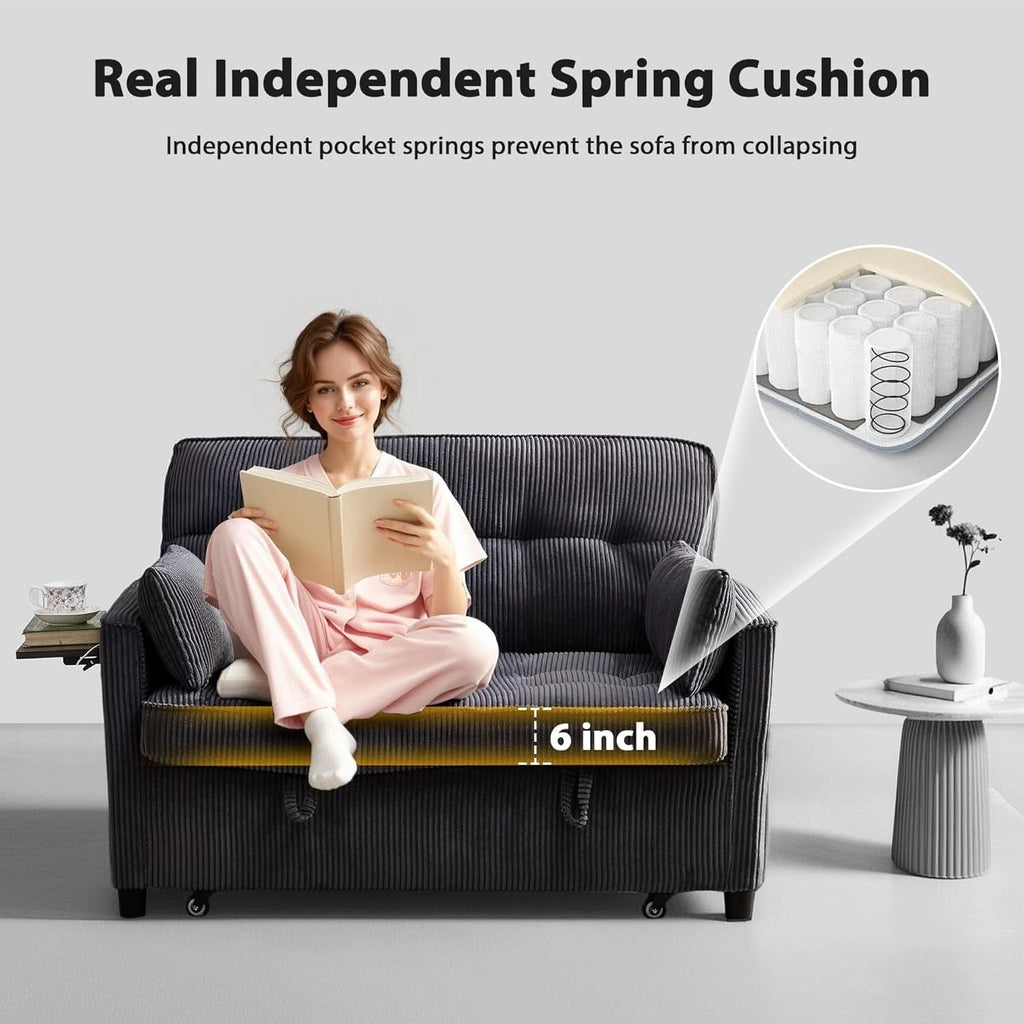 Sofá Cama Convertible de 55 Pulgadas con Puerto USB y Pana