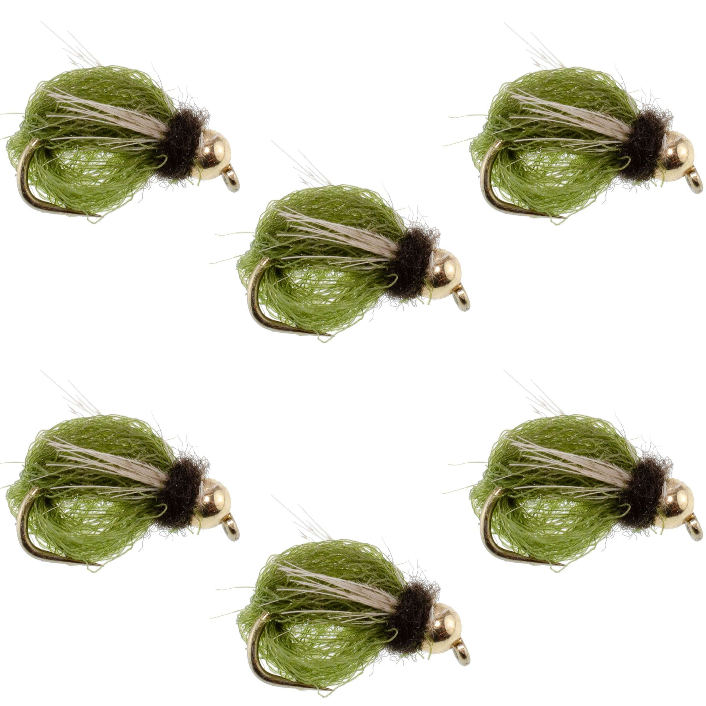 Bead Head LaFontaine Olive Deep Sparkle Caddis Pupa - 6 Flies Hook Size 16