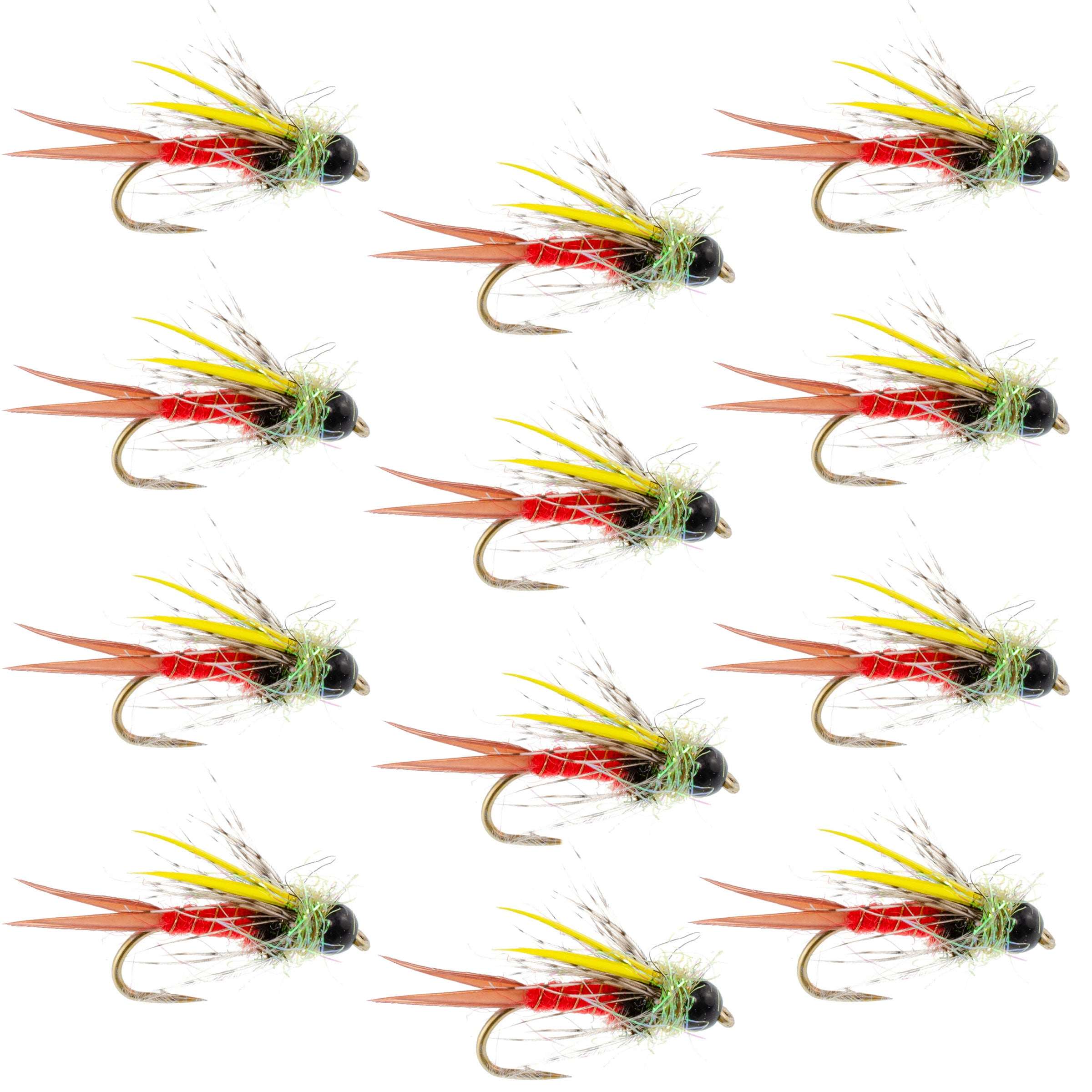 Tungsten Bead Head Nicks Prince Special Nymph Fishing Flies - 12 Flies Hook Size 12