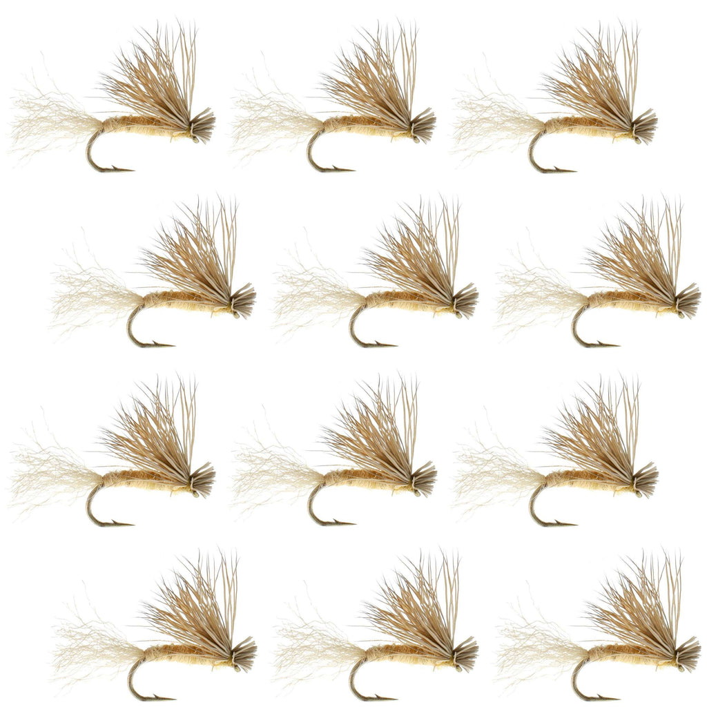 Barbless Tan X Caddis Emerging Caddis Adult Fly - 12 Flies Size 18