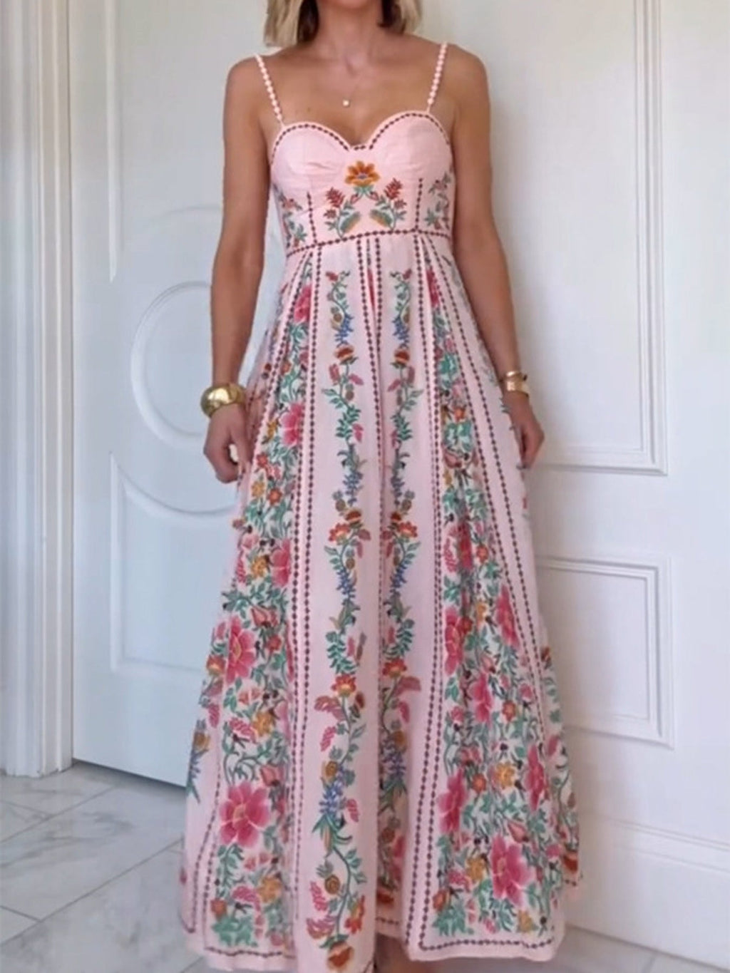 Floral Print Sweetheart Neck Cami Dress
