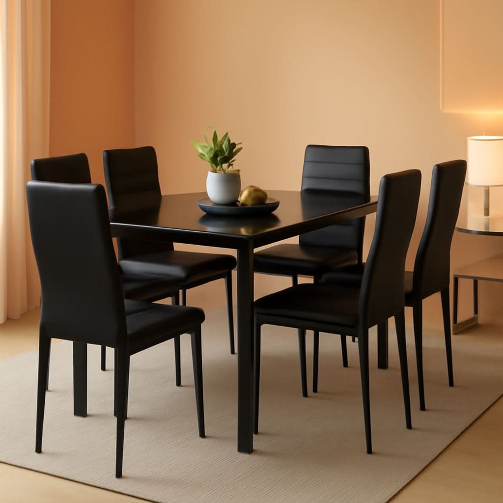 Juego de mesa de comedor de vidrio templado Ultra Lux negro de 51 pulgadas