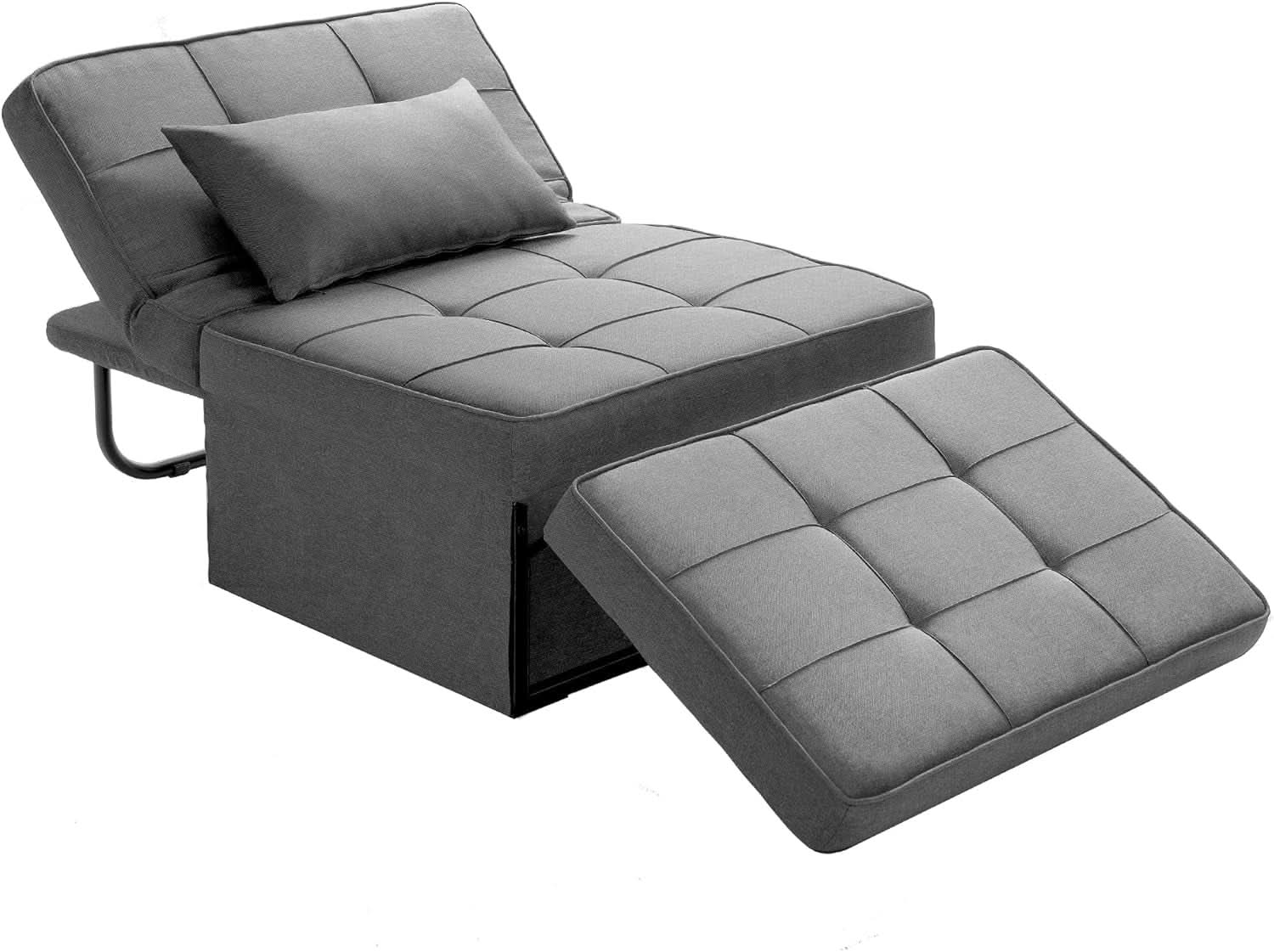 Sofá cama convertible otoman de diseño contemporáneo gris claro
