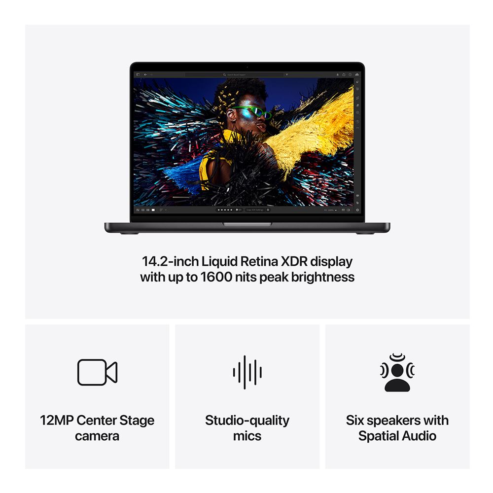 Apple MacBook Pro 14.2" M4 Pro 14 núcleos 24GB RAM 1TB SSD Negro espacial MX2J3LL/A Finales de 2024