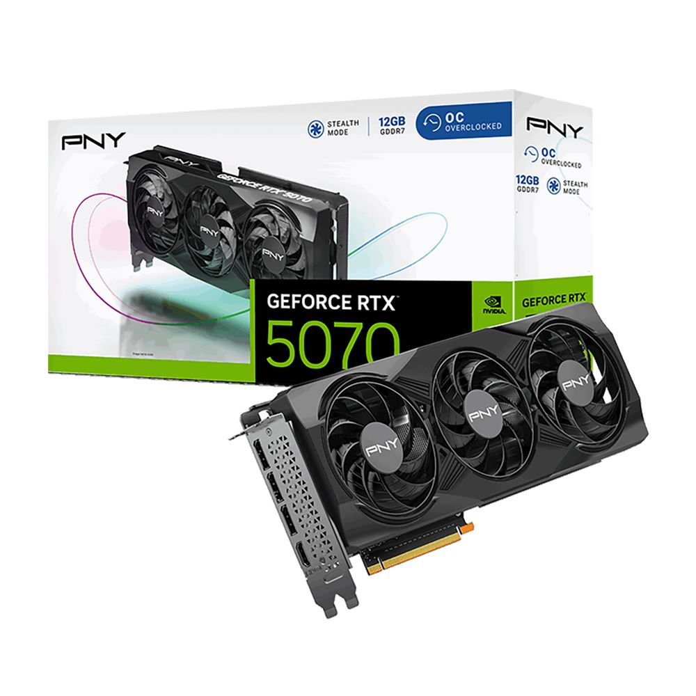 Tarjeta gráfica PNY NVIDIA GeForce RTX 5070 Overclocked Triple Fan 12 GB GDDR7 PCIe 5.0
