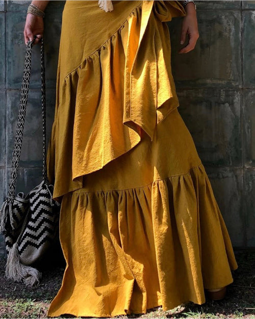 ALLE BOHO "EVA" Swim Cover Up, Beach Maxi Skirt, Organic Clothing