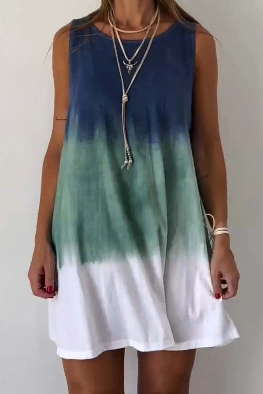 Full Size Tie-Dye Sleeveless Mini Tank Dress Plus Size