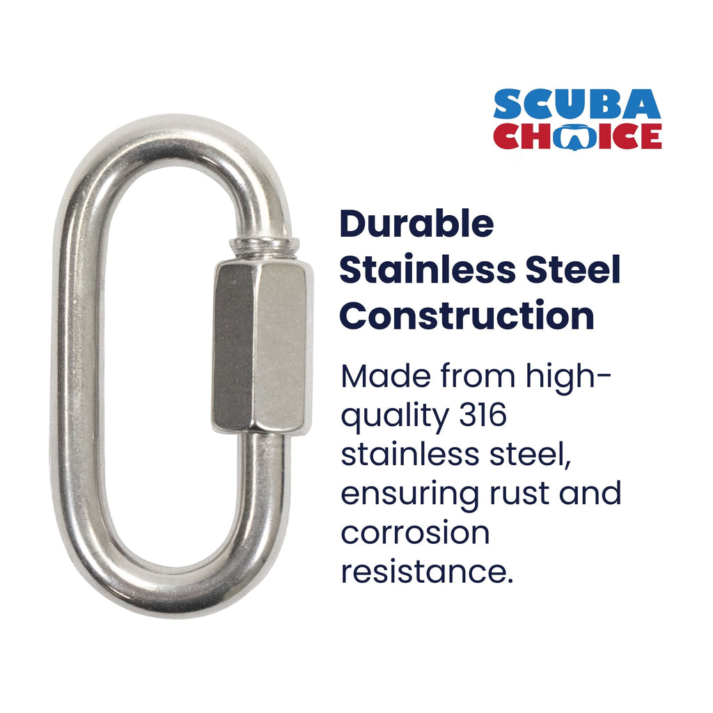 Scuba Choice 10.5cm SS Oval Quick Link Carabiner W/ Screw 14.5mm Opening