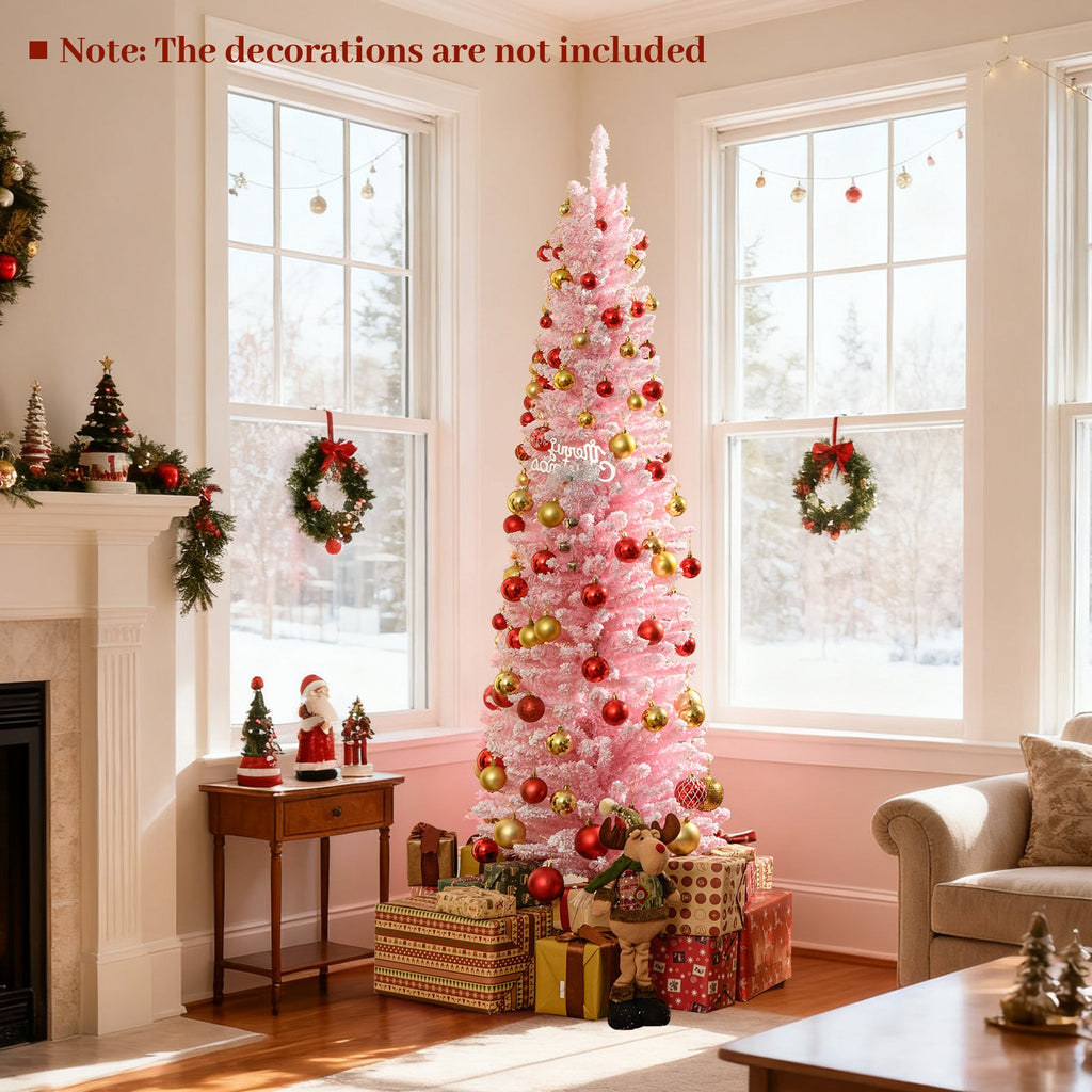 6 FT Artificial Christmas Tree with 460 Branch Tips and Folding Metal Stand