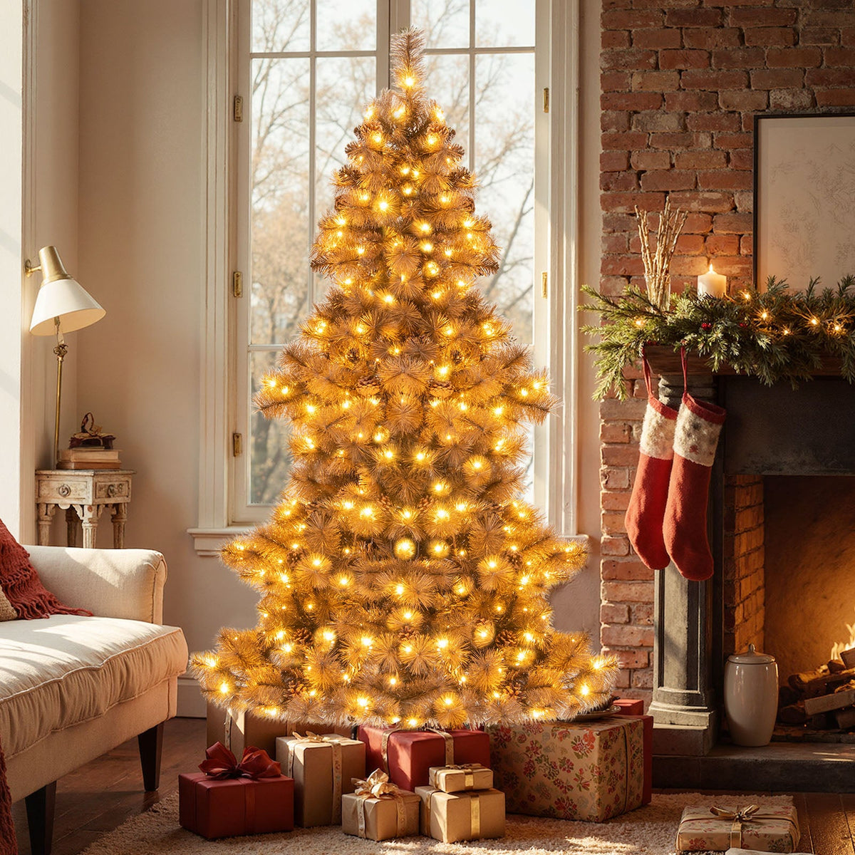 6 Feet Artificial Christmas Tree with 493 Branch Tips for Home Office Carnival