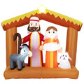 6 Feet Christmas Inflatables Nativity Scene Outdoor Decoration with Built-in LED Lights