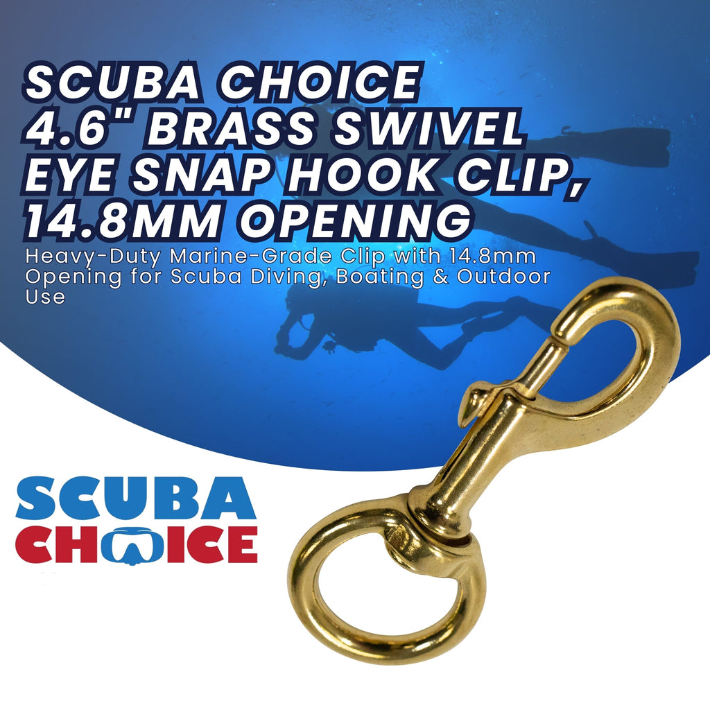 Scuba Choice 4.6" Brass Swivel Eye Snap Hook Clip, 14.8mm Opening