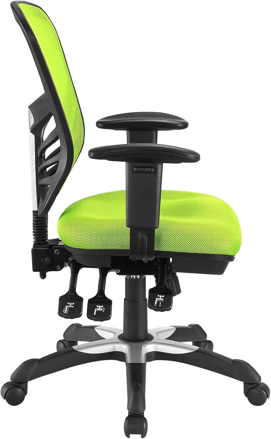Silla de oficina ergonómica de malla verde articulada para largas horas