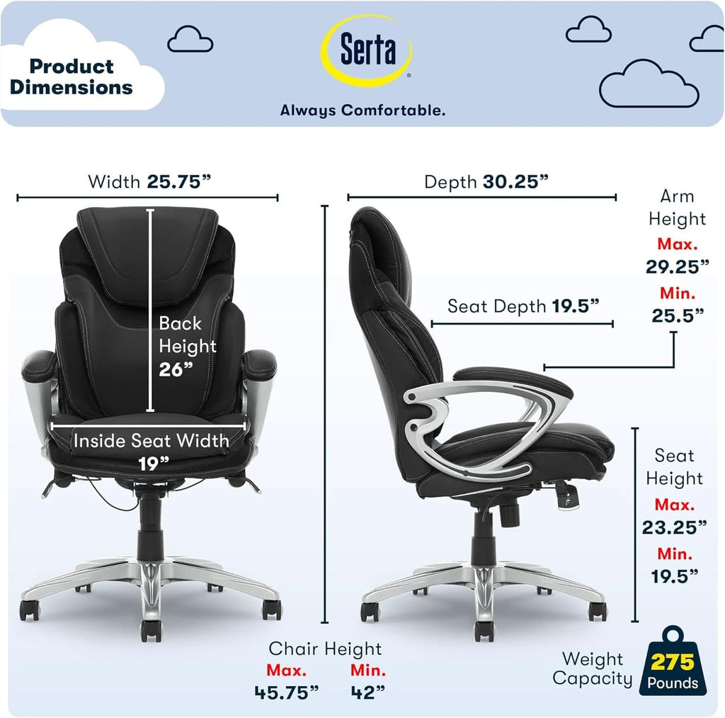 Sillón Ejecutivo Negro con Tecnología Lumbar de Aire