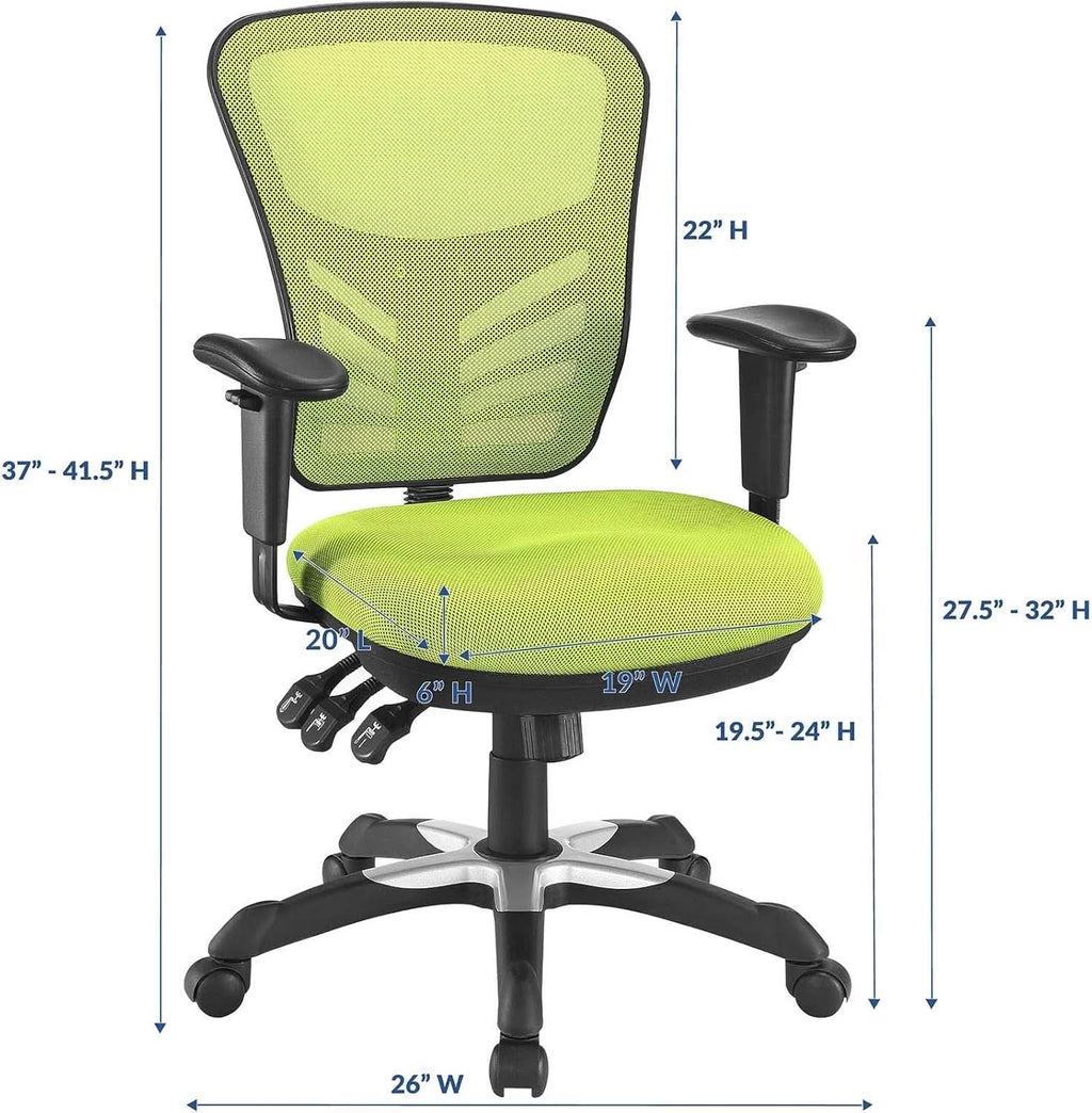 Silla de oficina ergonómica de malla verde articulada para largas horas