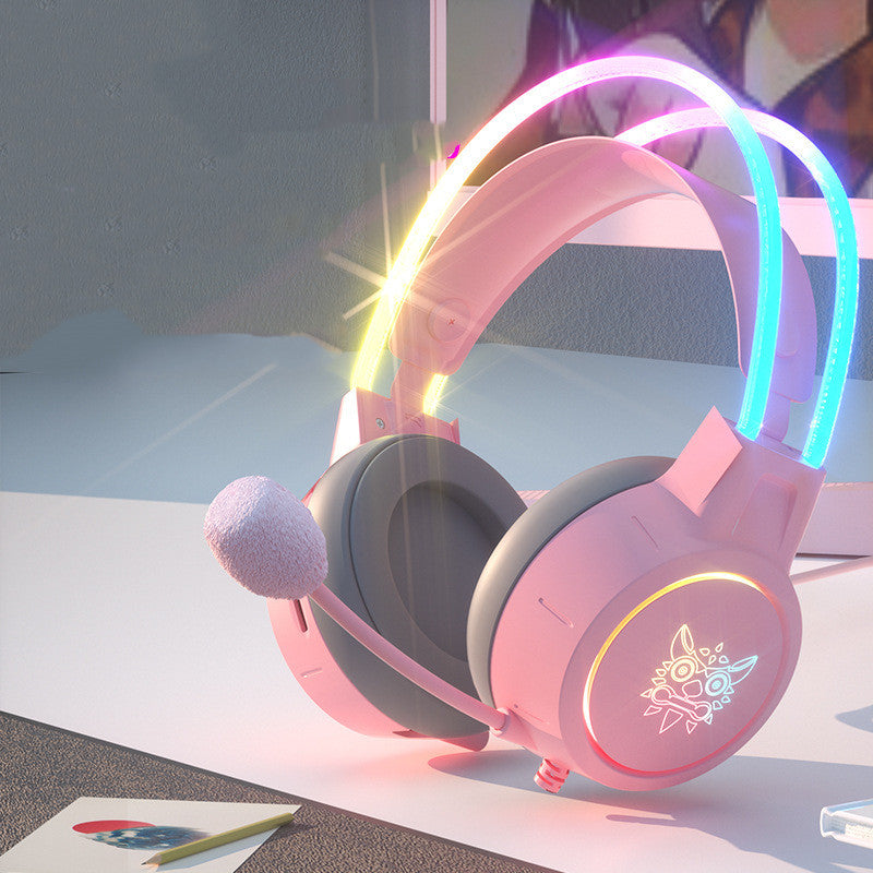 Auriculares para juegos con cable, con iluminación y diseño de moda