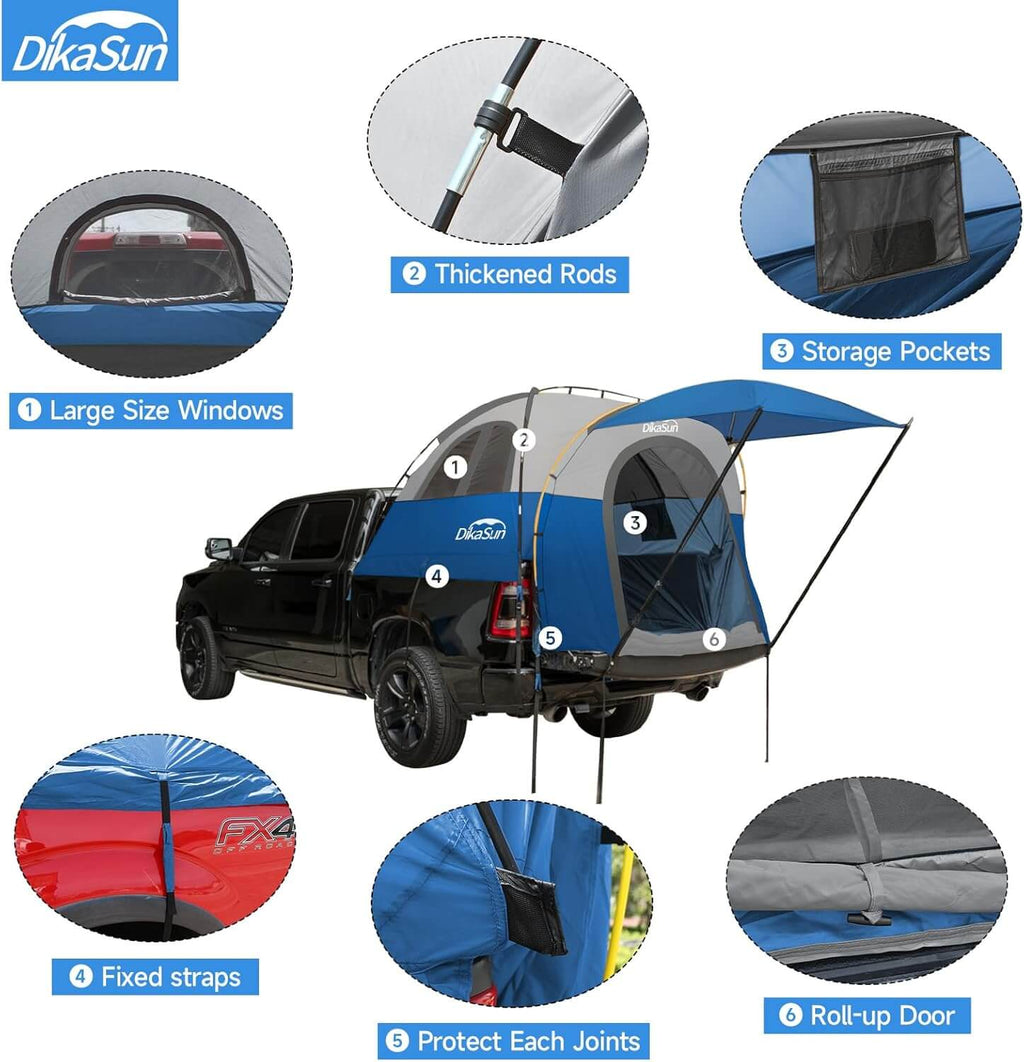 Tienda de campaña para caja de camioneta de 1.6-2.0m con toldo, azul