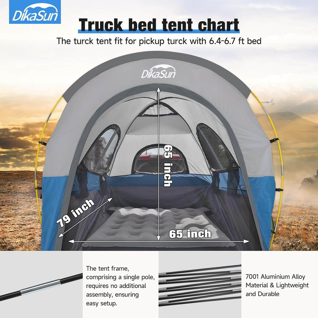 Tienda de campaña para caja de camioneta de 1.6-2.0m con toldo, azul