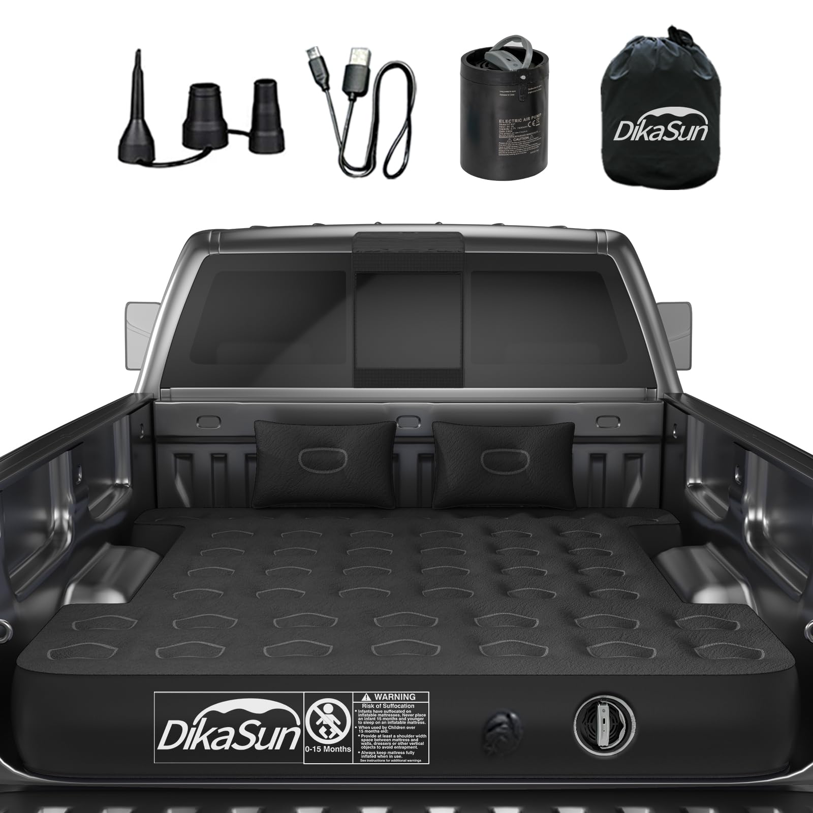 Colchón inflable DikaSun para caja de camioneta Dodge de 5.5-5.8 pies | 6-6.5 pies
