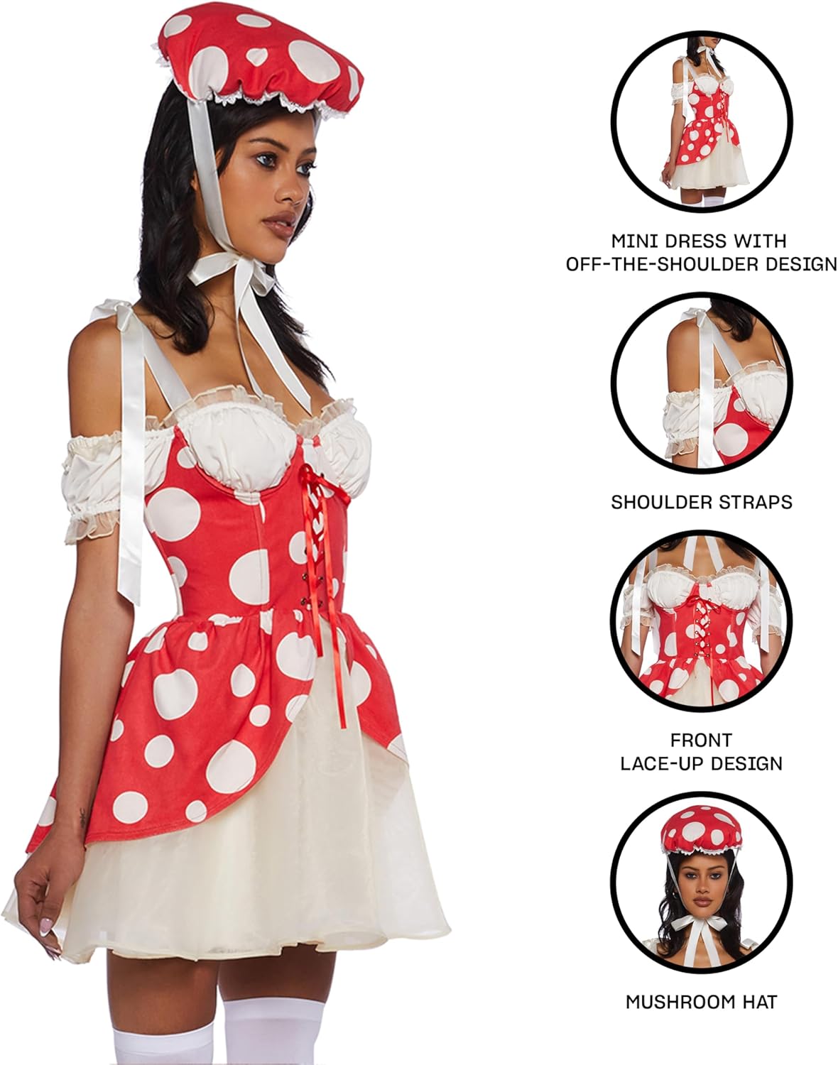 Princess Toad Costume Women Mini Dress - Mushroom Kingdom Halloween Outfit