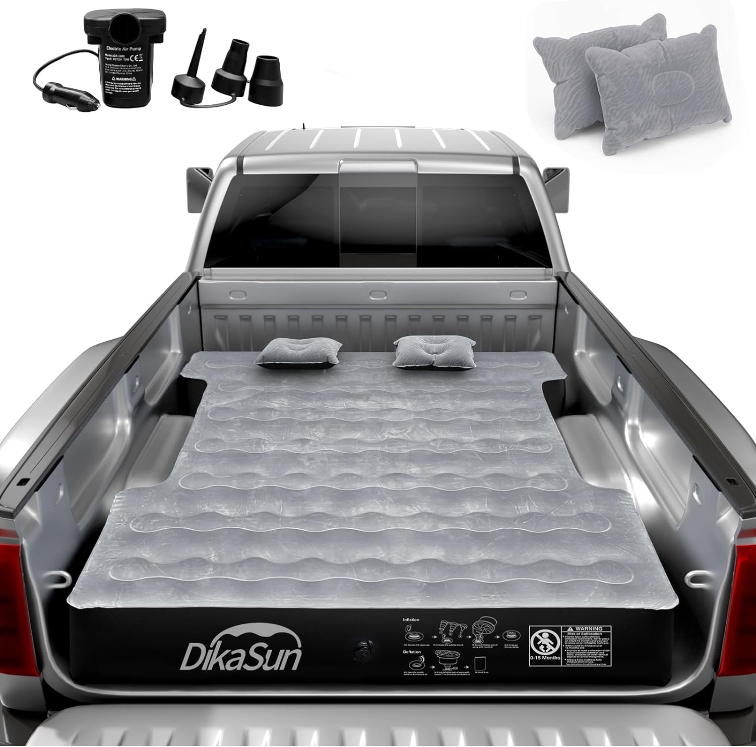 DikaSun Nissan 5.5-5.8ft | Colchón inflable de 6-6.5 pies para caja de camioneta