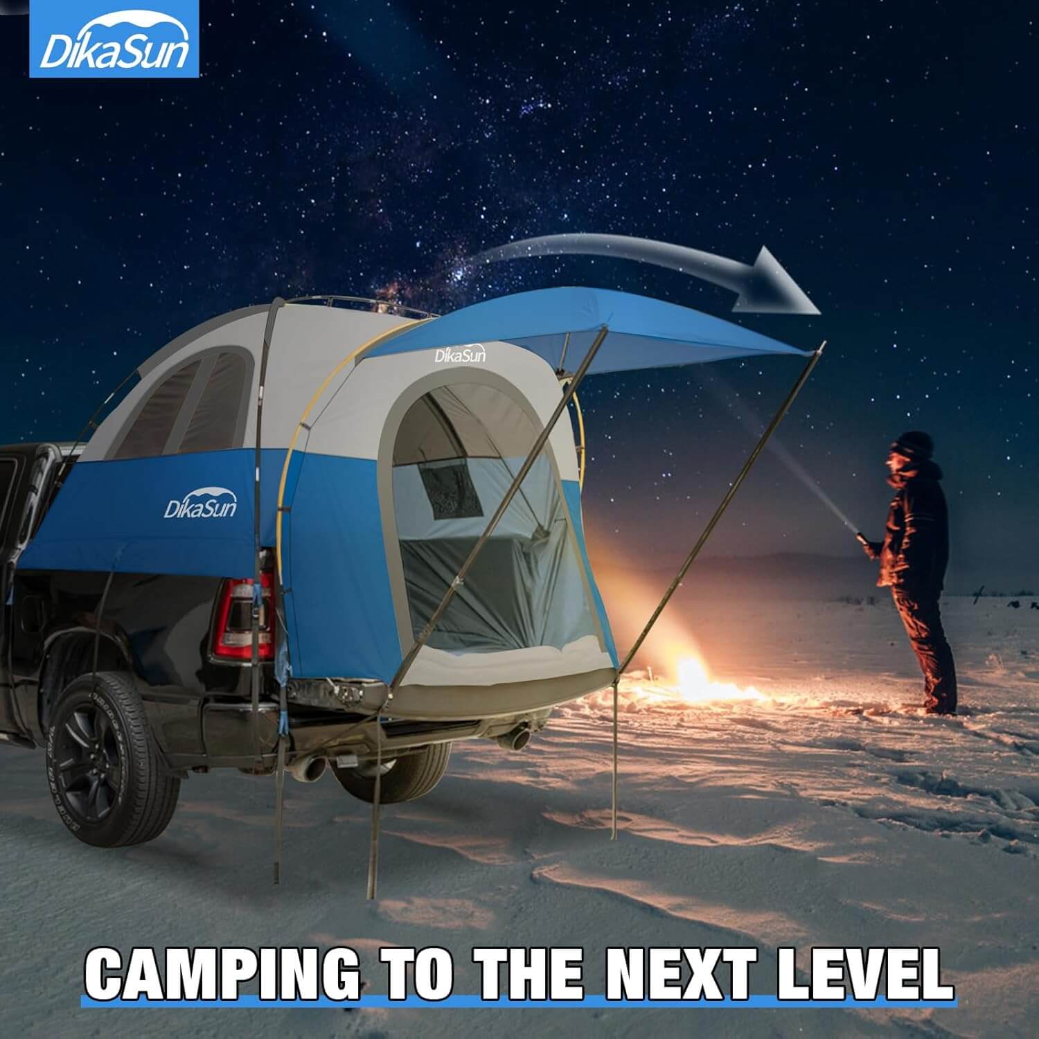 Tienda de campaña para caja de camioneta de 1.6-2.0m con toldo, azul