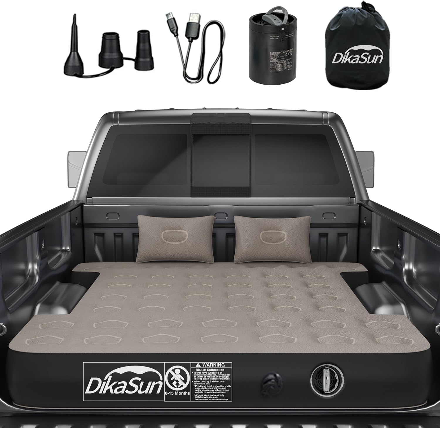 Colchón inflable DikaSun para caja de camioneta Dodge de 5.5-5.8 pies | 6-6.5 pies