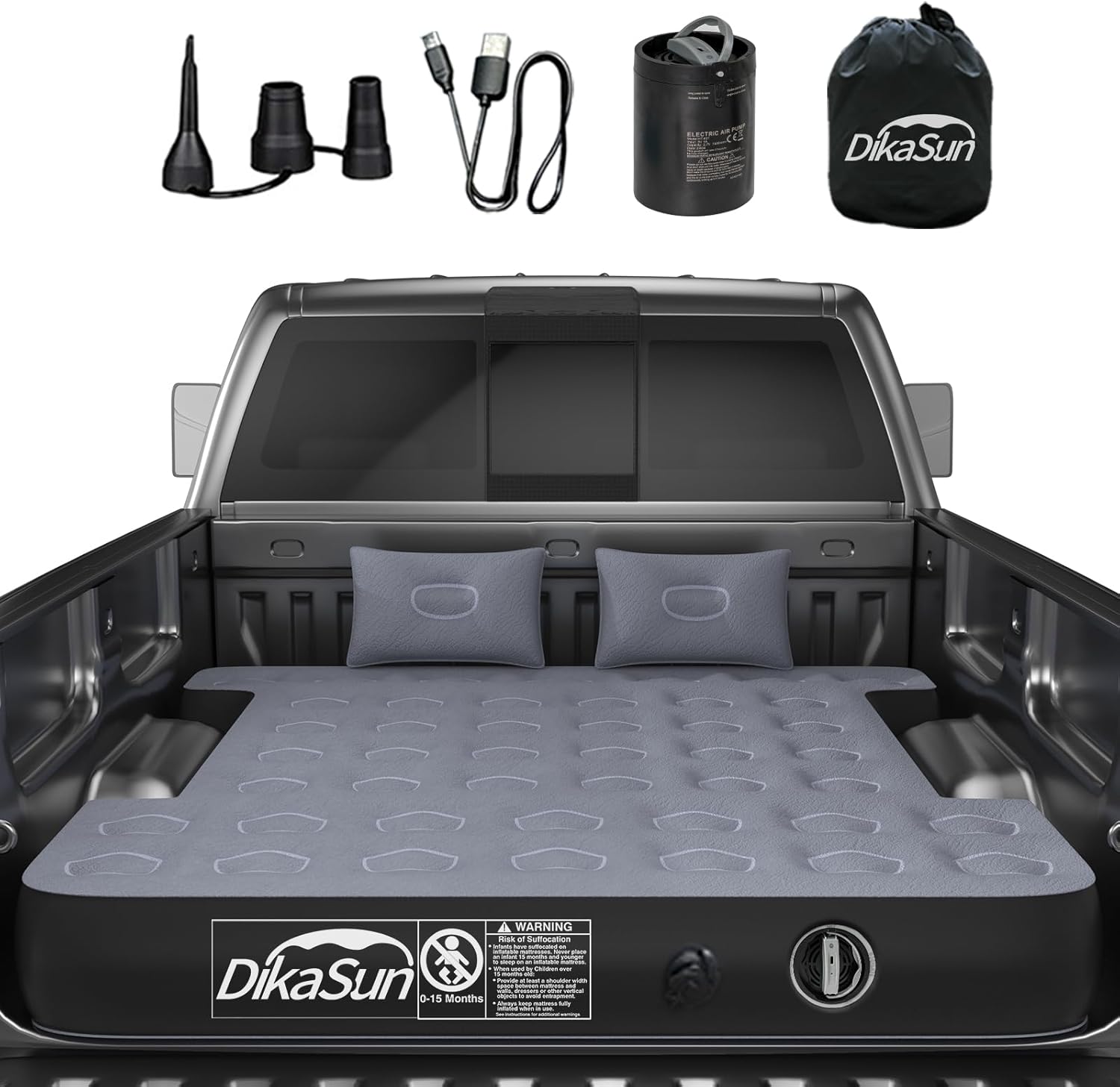Colchón inflable DikaSun para caja de camioneta Dodge de 5.5-5.8 pies | 6-6.5 pies